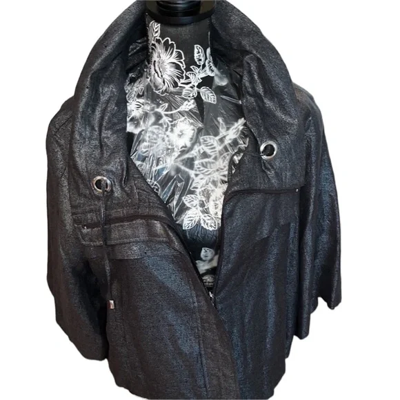 Sandro Sportswear  size XL black very dark metallic gray jacket with 3/4 sleeve - Picture 10 of 16